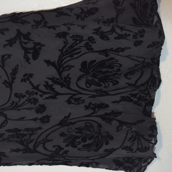 Whimsigoth Dark Fairy Grunge Black Velvet Burnout Witchy Goth Silk Sheer Skirt - Picture 7 of 9